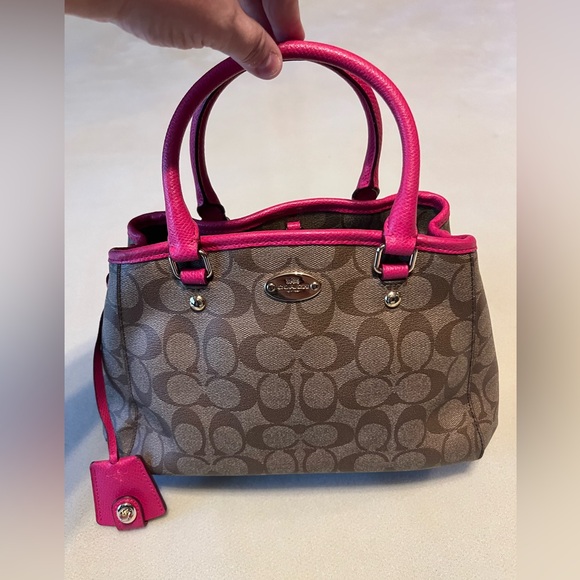 Coach Margot Signature CarryAll in Khaki/Pink - Picture 1 of 11